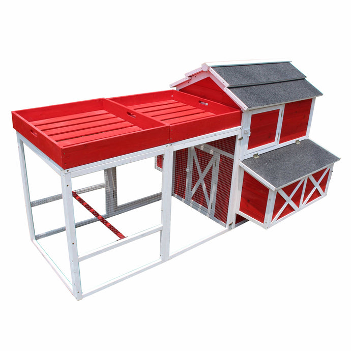 Urban Red Barn Chicken Coop with Rooftop Planter